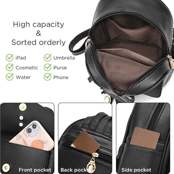 Girls Mini Leather Backpack Purse with Coin Pouch Compact Daily Use main image 4